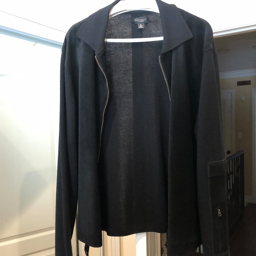Reunion Menswear Suede and Wool Jacket Black